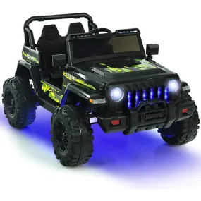12V Kids Ride-on Jeep Car with 2.4G Remote Control - Black