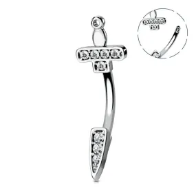 16G Sword/Dagger CZ Curved Rook Earring Eyebrow Ring