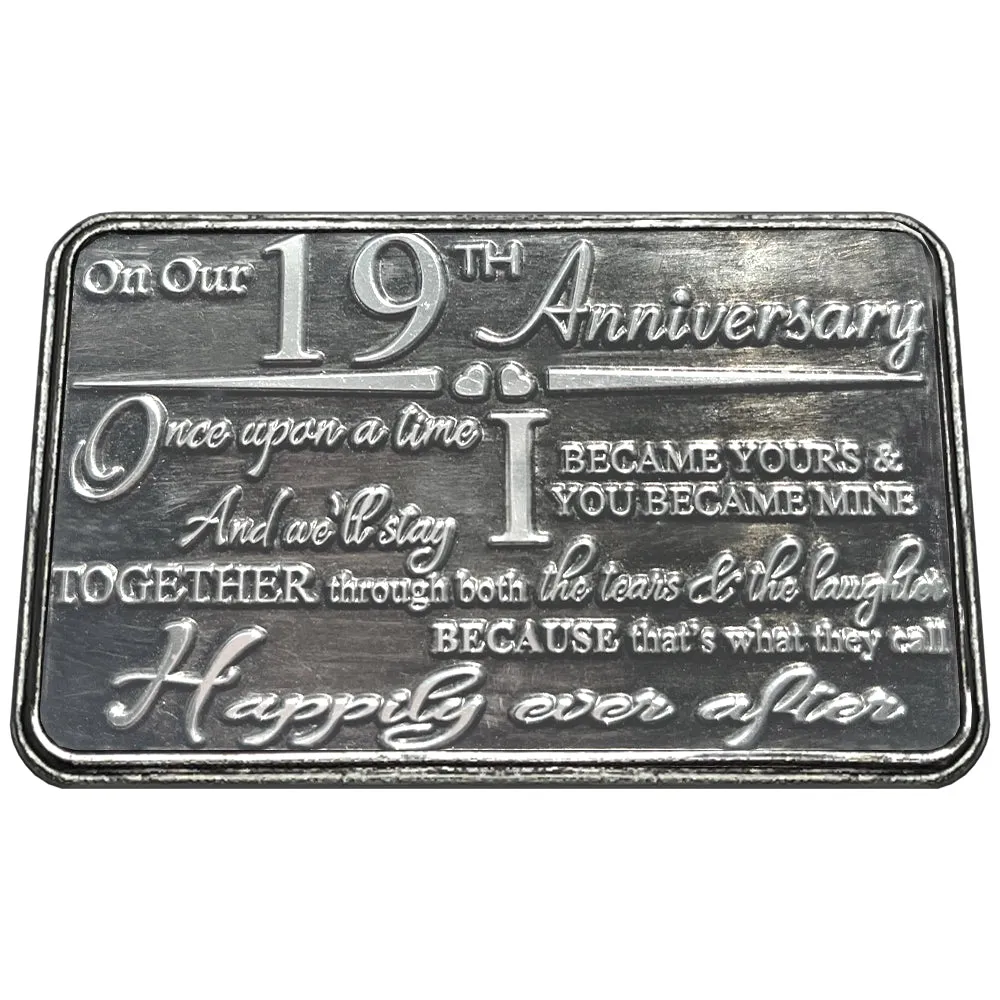 19th Nineteenth Anniversary Sentimental Metal Wallet or Purse Keepsake Card Gift - Cute Gift Set From Husband Wife Boyfriend Girlfriend Partner