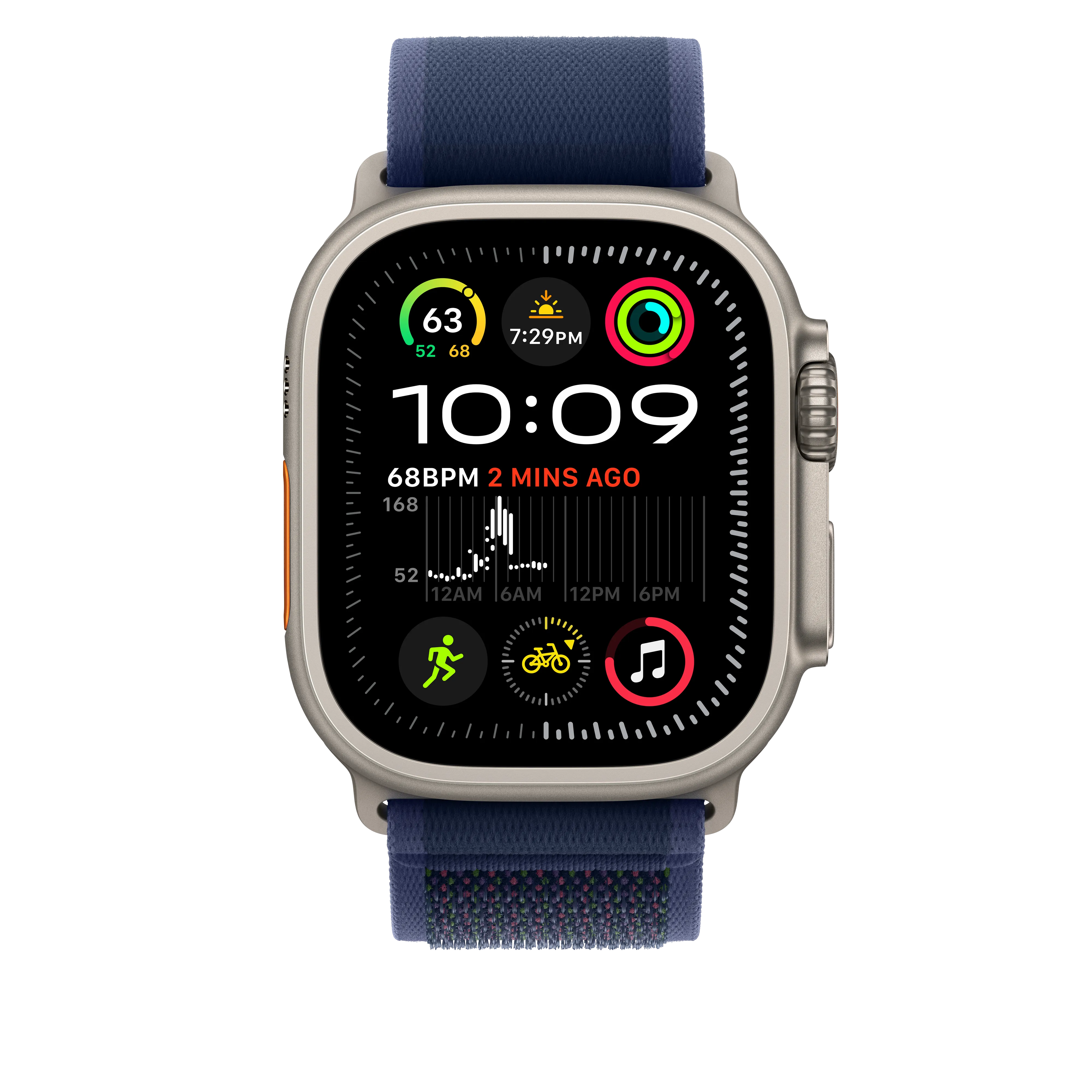 49mm Blue Trail Loop - M/L - Natural Titanium Finish