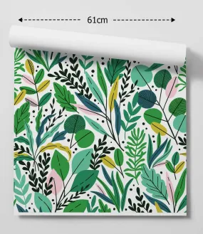 A Bold Garden In Blue And Green Peel and Stick Removable Wallpaper