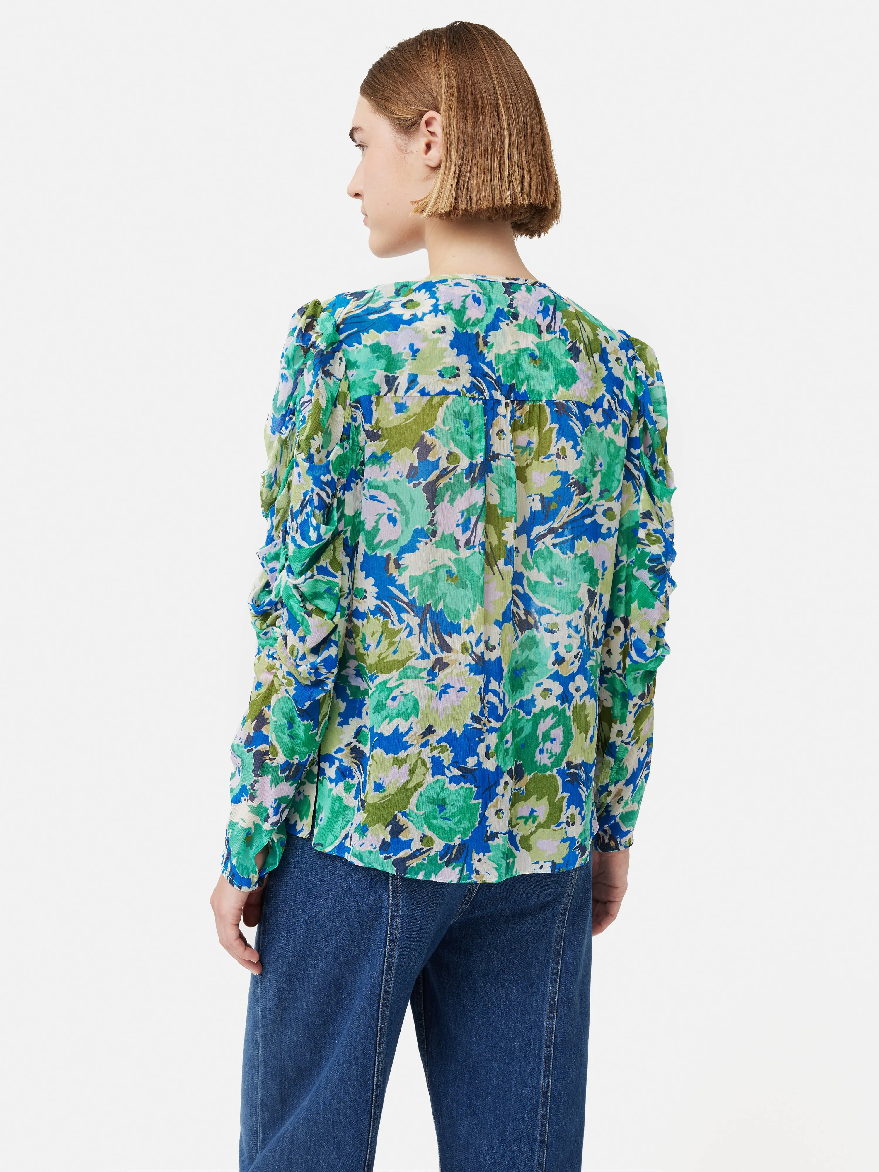 Abstract Meadow Crinkle Top | Green