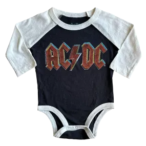 AC/DC Long Sleeve Raglan Onesie - Vintage Black