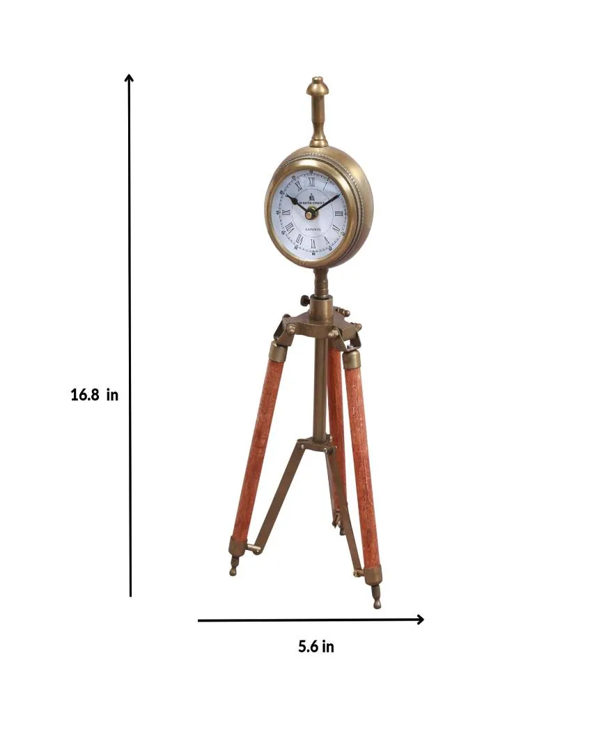 Antique Brass Tripod Clock | 16.5 Inches