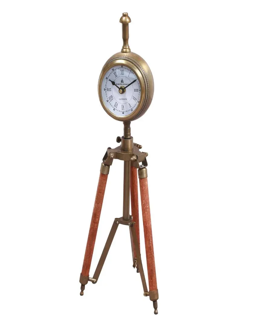 Antique Brass Tripod Clock | 16.5 Inches