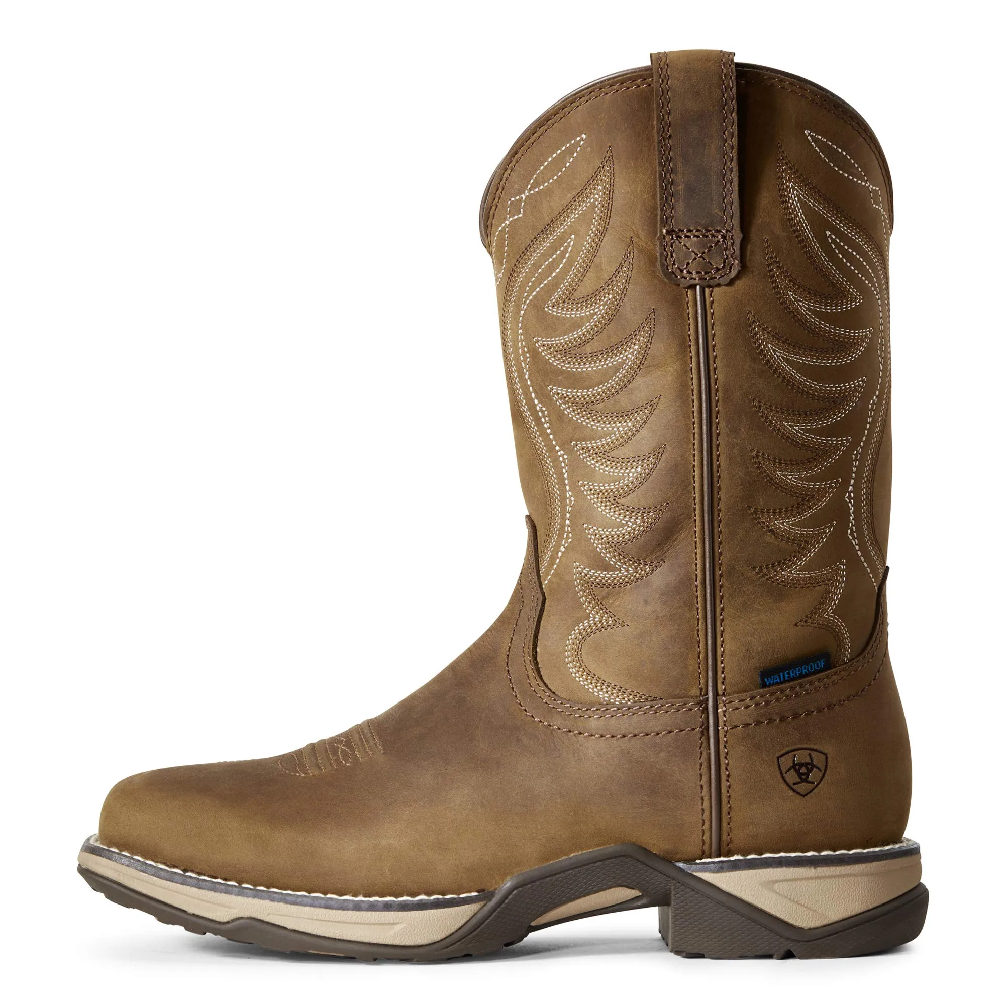 Ariat Women's Anthem Waterproof 10" Distressed Brown Square Toe Western Boot