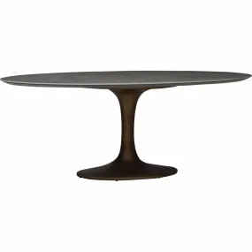 Arielle Dining Table, Grey Top/Brass Base