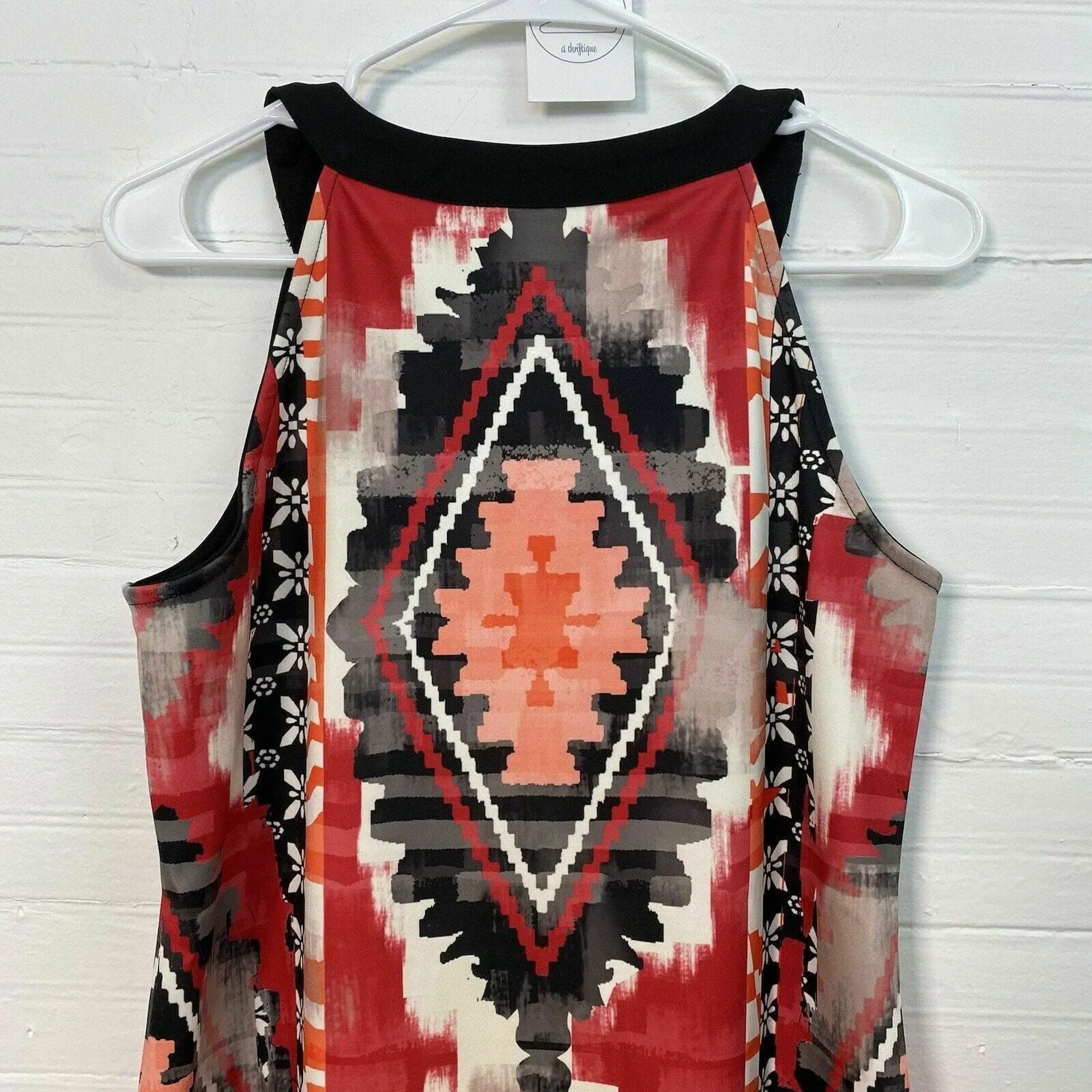 Aryeh Anthropologie Size S Pink Black Dress Multi Geometric Print Shift Halter