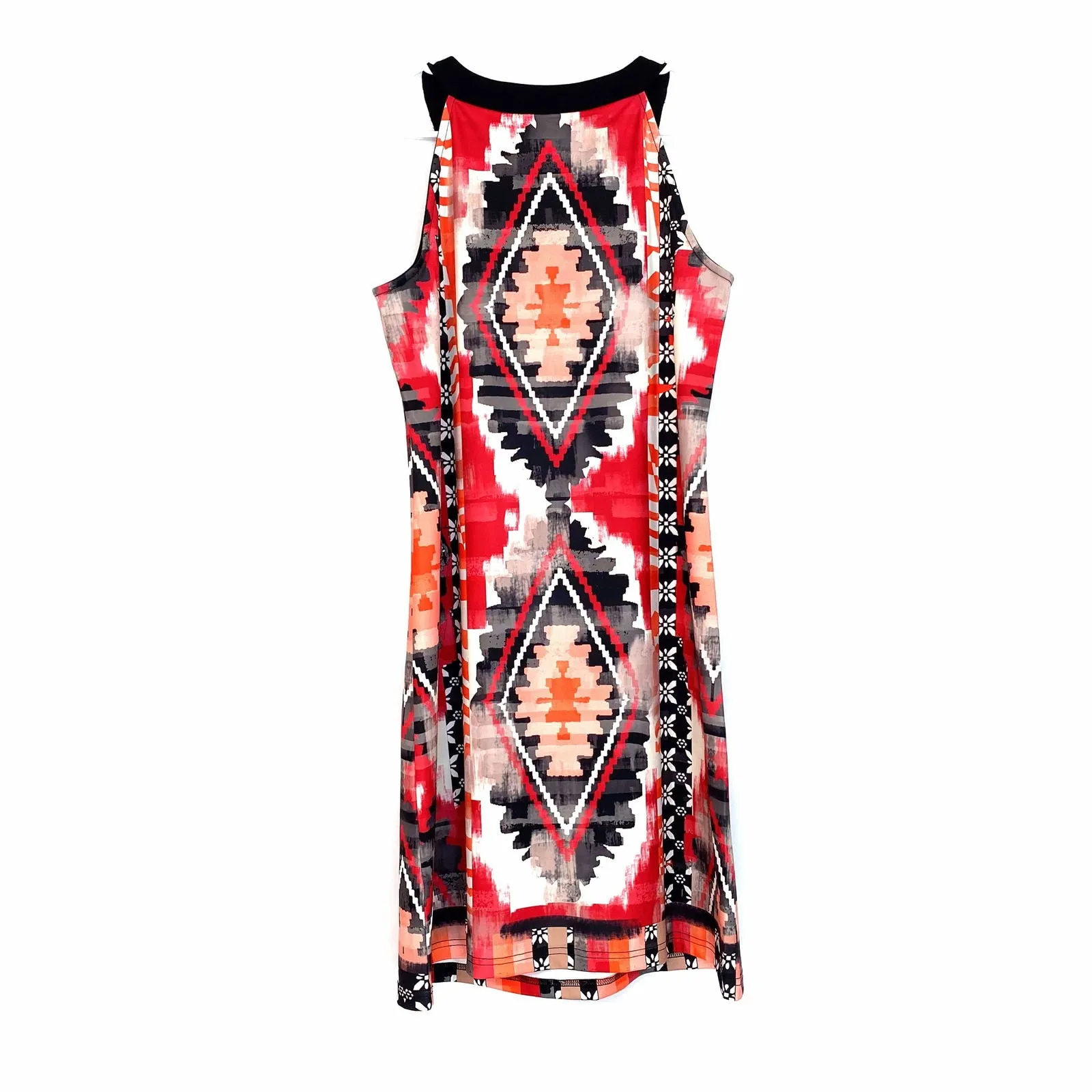 Aryeh Anthropologie Size S Pink Black Dress Multi Geometric Print Shift Halter