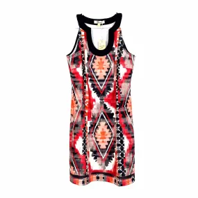 Aryeh Anthropologie Size S Pink Black Dress Multi Geometric Print Shift Halter