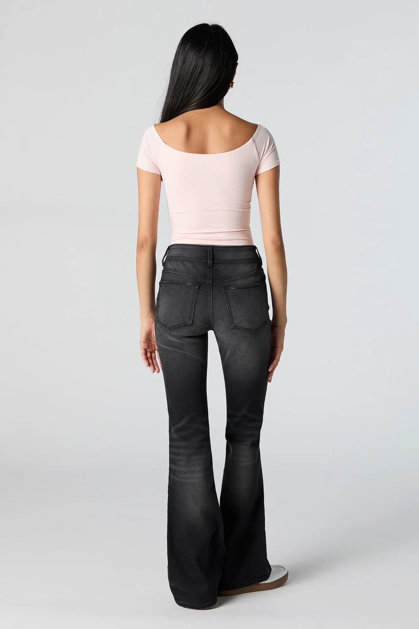 Austin Black Vintage Wash Low Rise Flare Jean