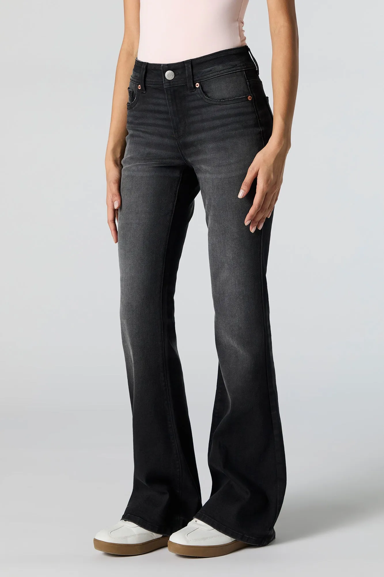 Austin Black Vintage Wash Low Rise Flare Jean