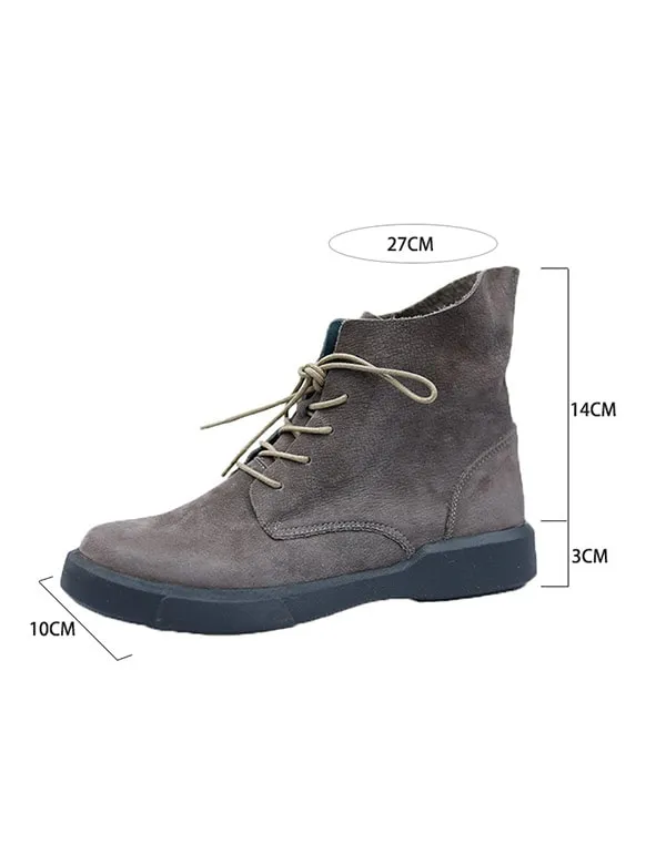 Autumn Winter Lace-up Leather Boots Women