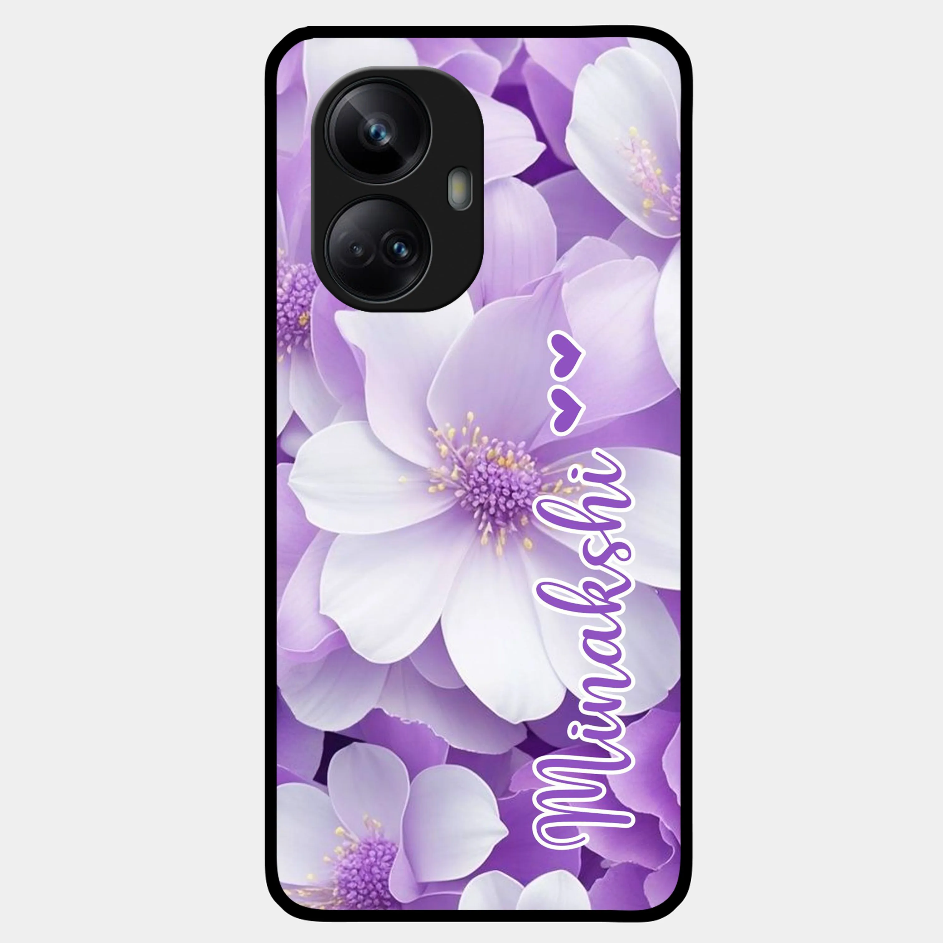 Awesome Purple Floral Glossy Customised Metal Case Cover For Realme