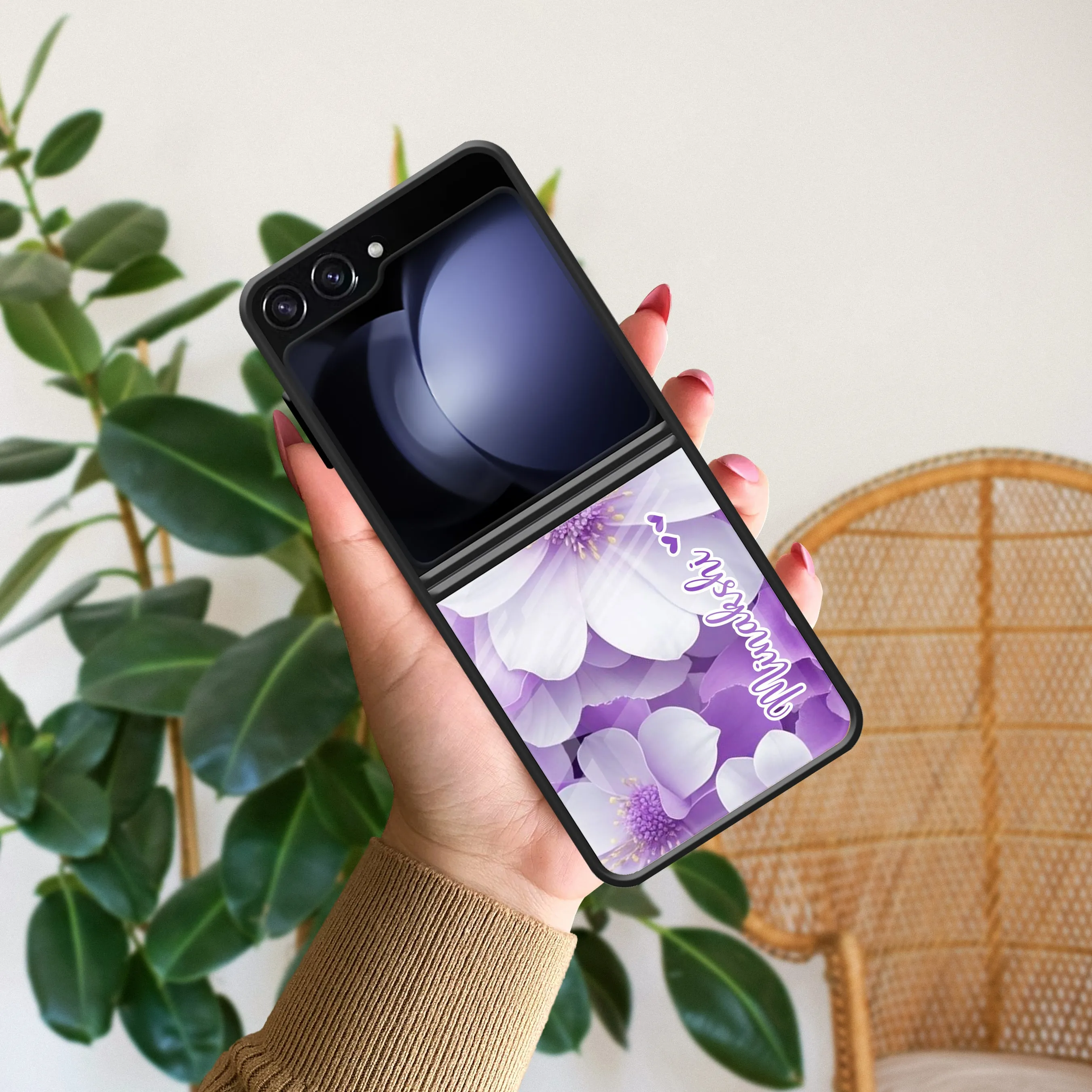 Awesome Purple Floral Glossy Customised Metal Case Cover For Samsung
