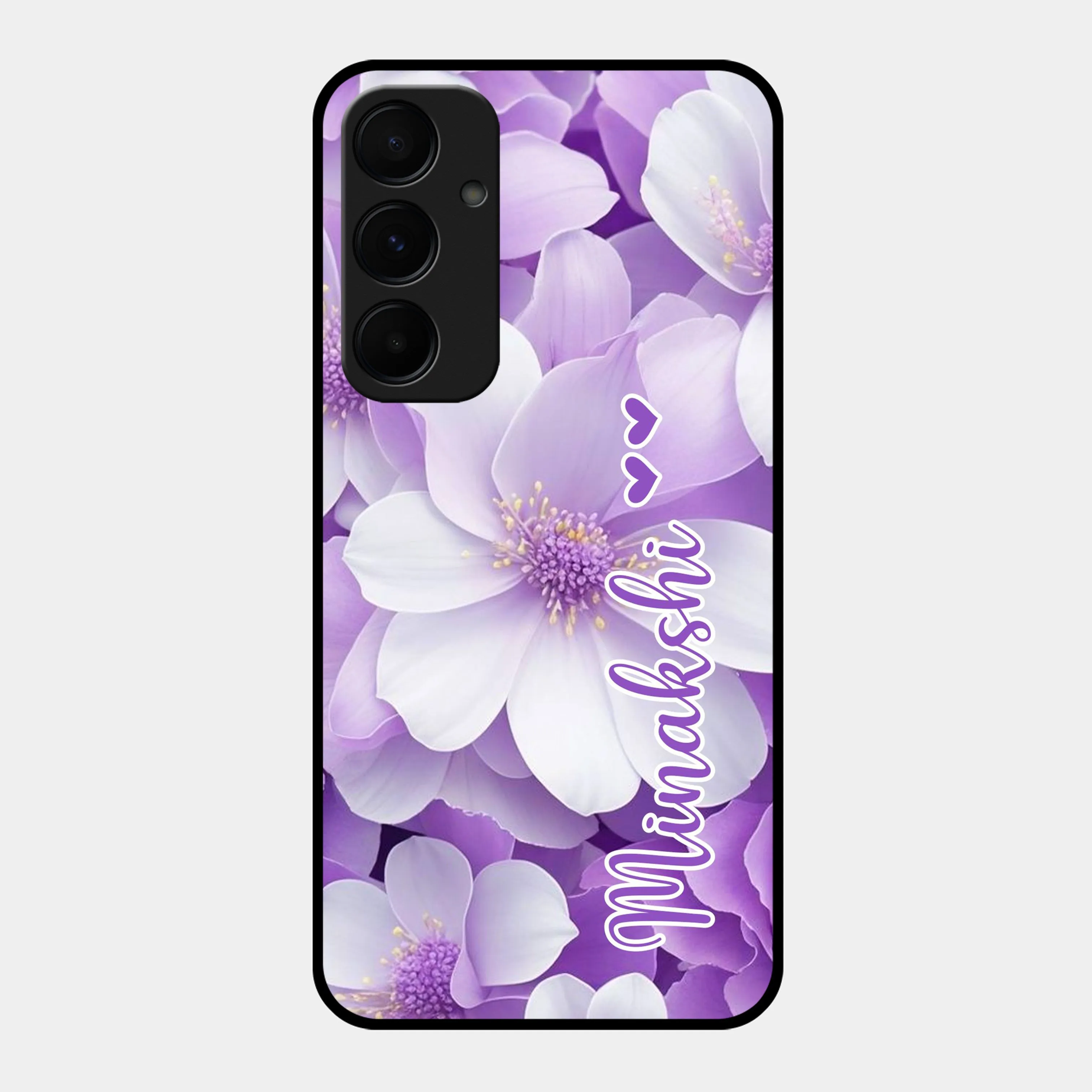 Awesome Purple Floral Glossy Customised Metal Case Cover For Samsung