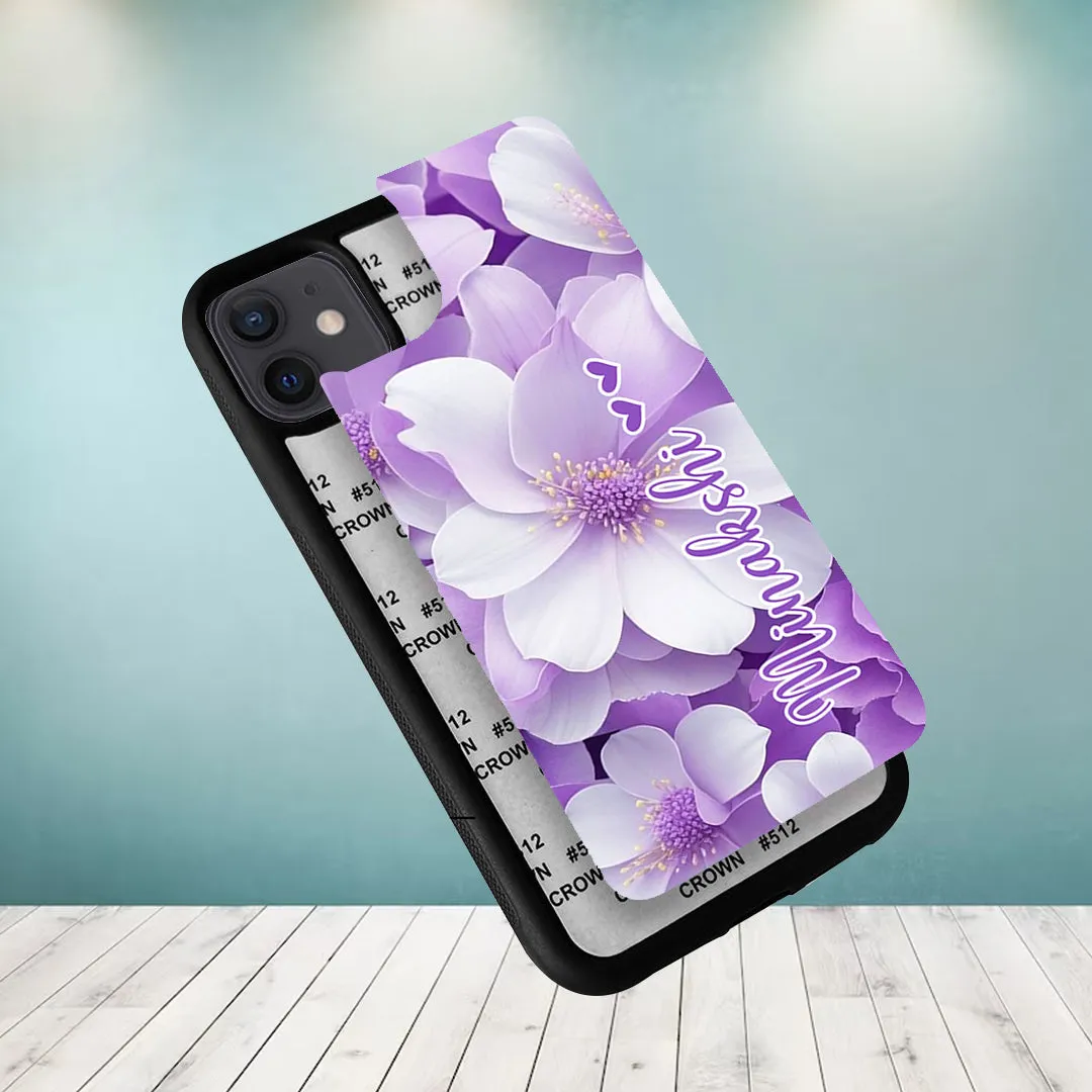 Awesome Purple Floral Glossy Customised Metal Case Cover For Samsung