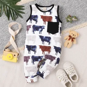 Baby Boy Summer Cow Sleeveless Jumpsuit