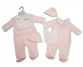Baby Girls All in One with Bib and Hat - Toys- NB-3 (BIS-2098-1976)