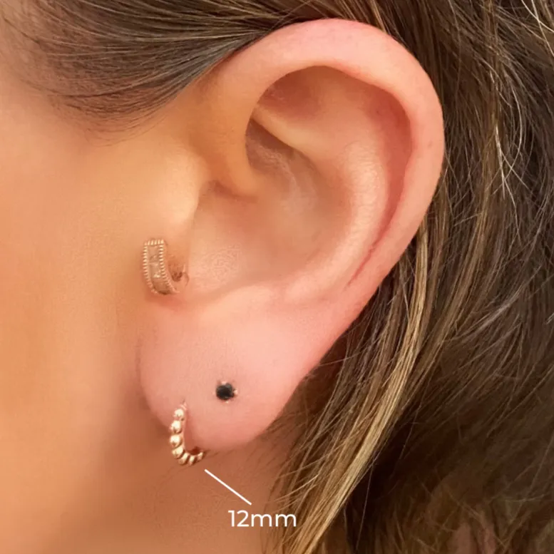 Beaded Rose Gold Huggie Earrings