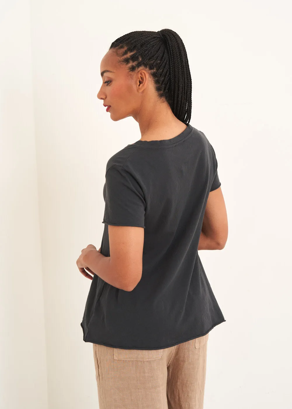 BENNY SHORT SLEEVE JERSEY TOP - CHARCOAL