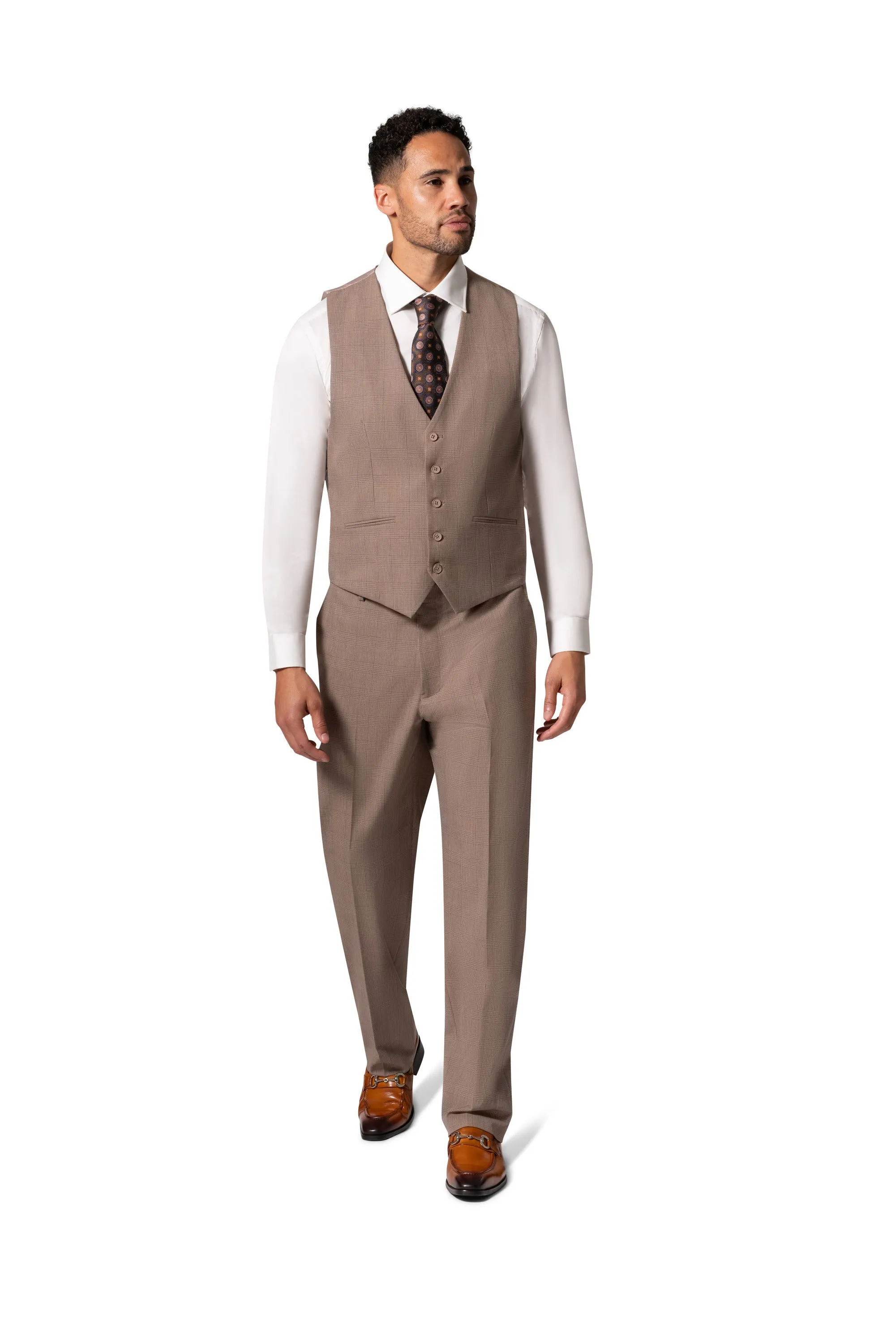 Berragamo BP04KE-07 3PC Notch Modern Suit - Tan