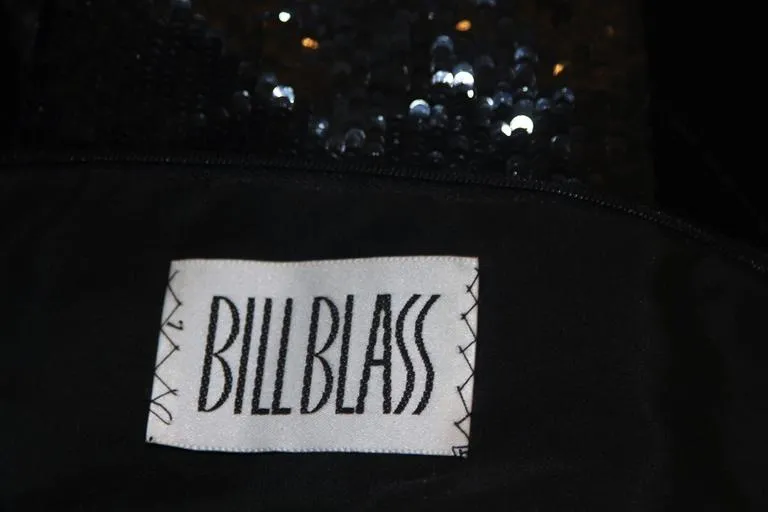 BILL BLASS Color Black Velvet Gown with Beaded Sleeves Size 6-8