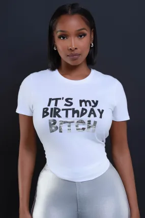 Birthday B Graphic Foil T-Shirt - White/Black