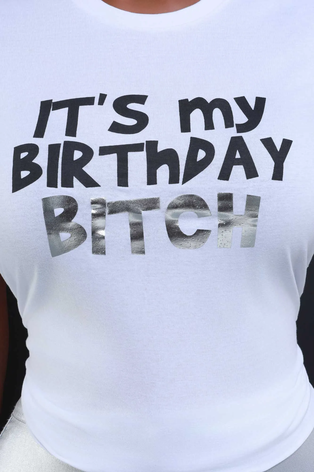 Birthday B Graphic Foil T-Shirt - White/Black