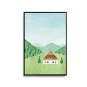 Blackforest by Henry Rivers - Stretched Canvas Print or Framed Fine Art Print - Artwork- Vintage Inspired Travel Poster