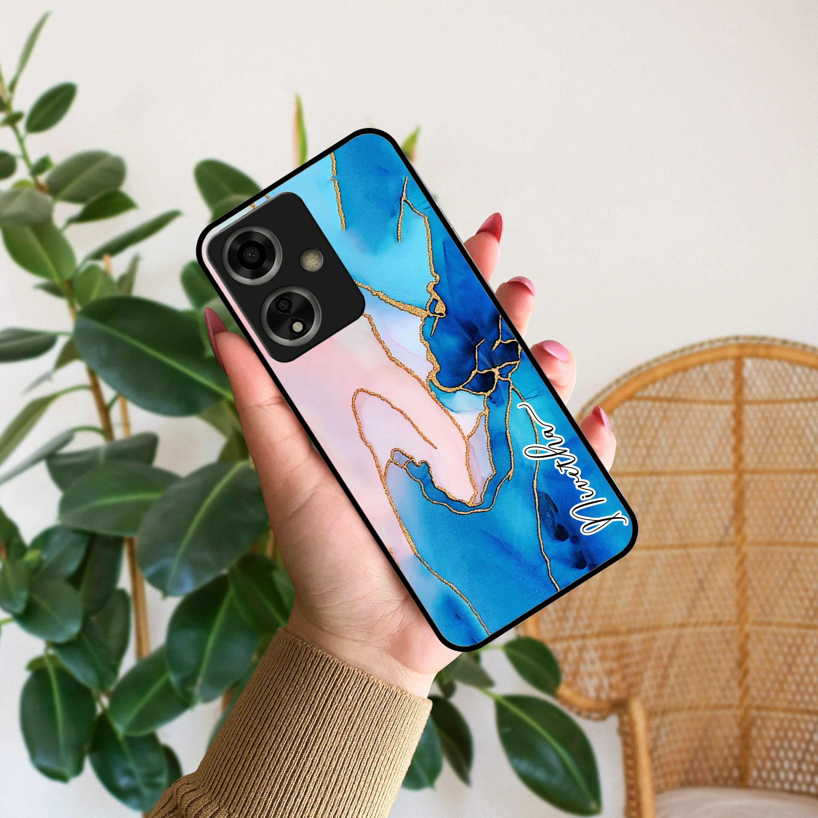 Blue Marble  Glossy Metal Case Cover For Oppo
