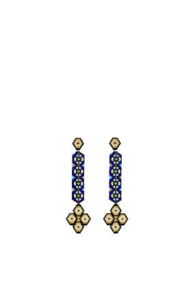 Blue Rombo Glass Beaded Earrings