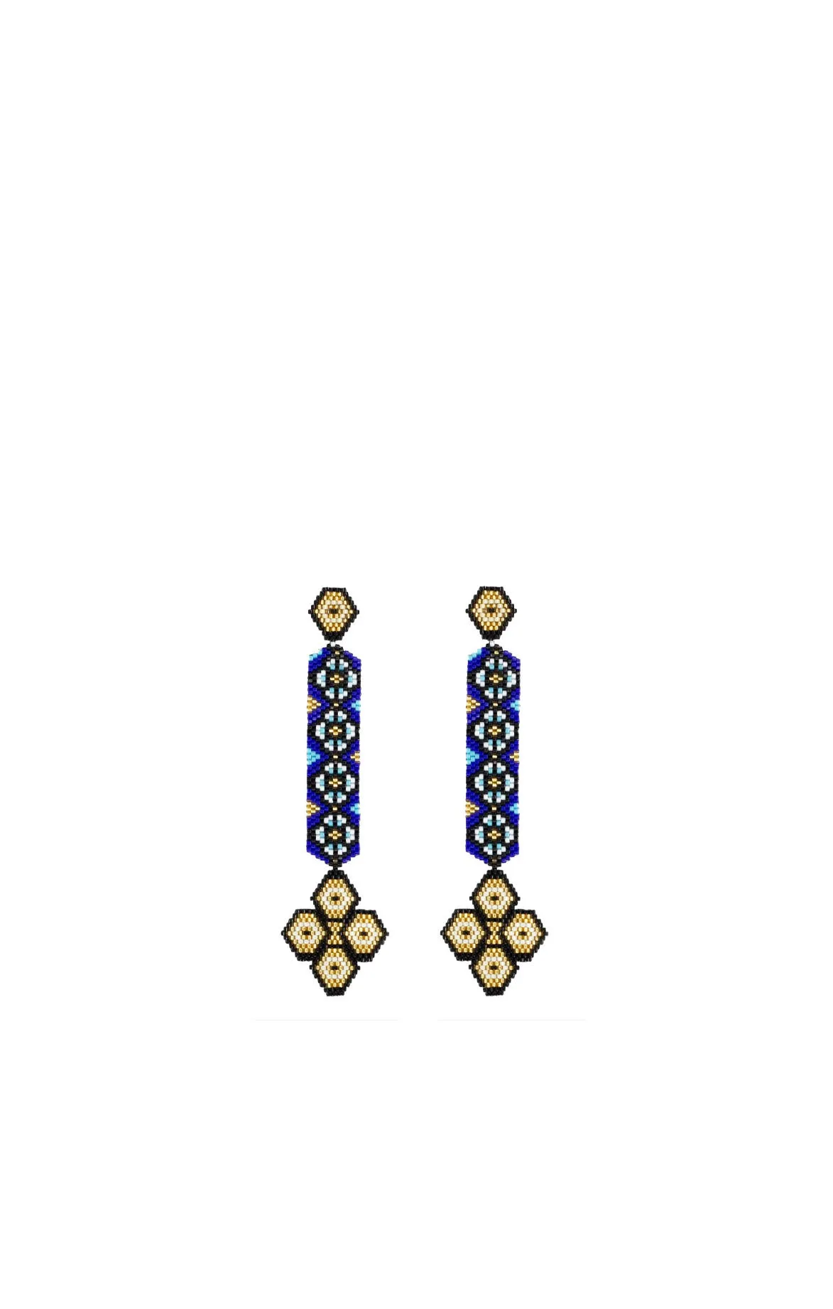 Blue Rombo Glass Beaded Earrings