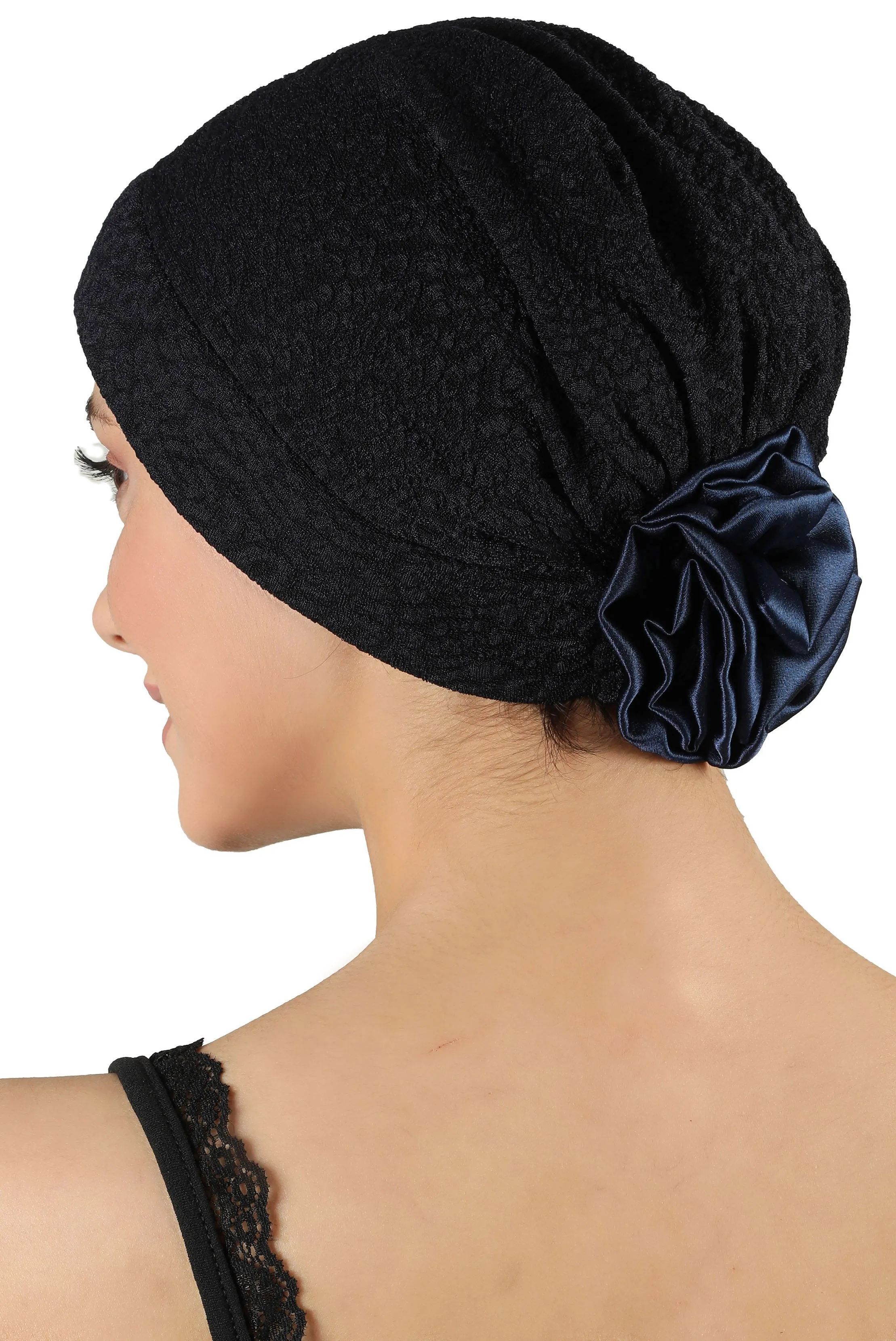 Brocade Headwear with Satin Rose