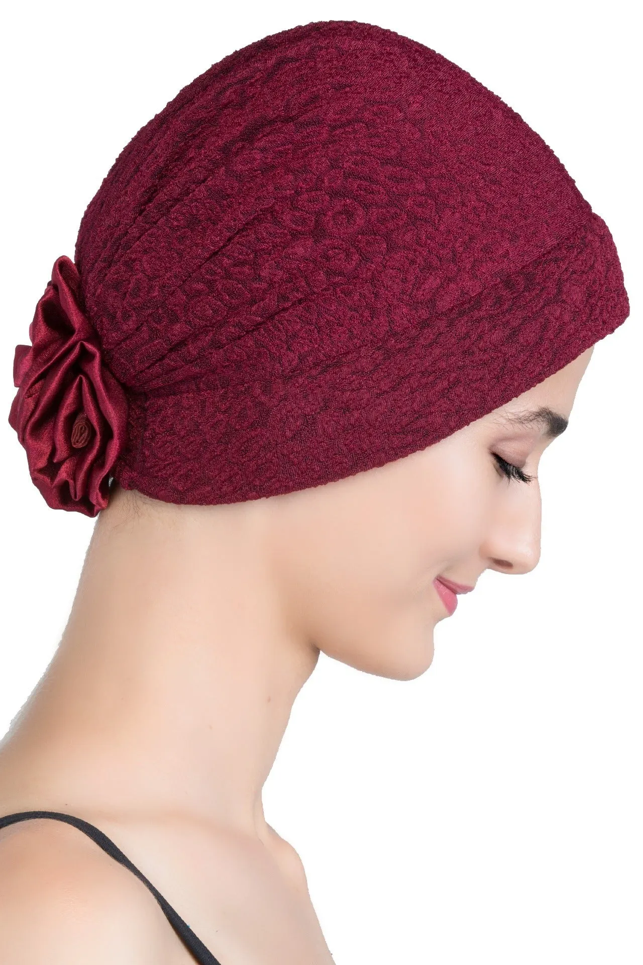 Brocade Headwear with Satin Rose