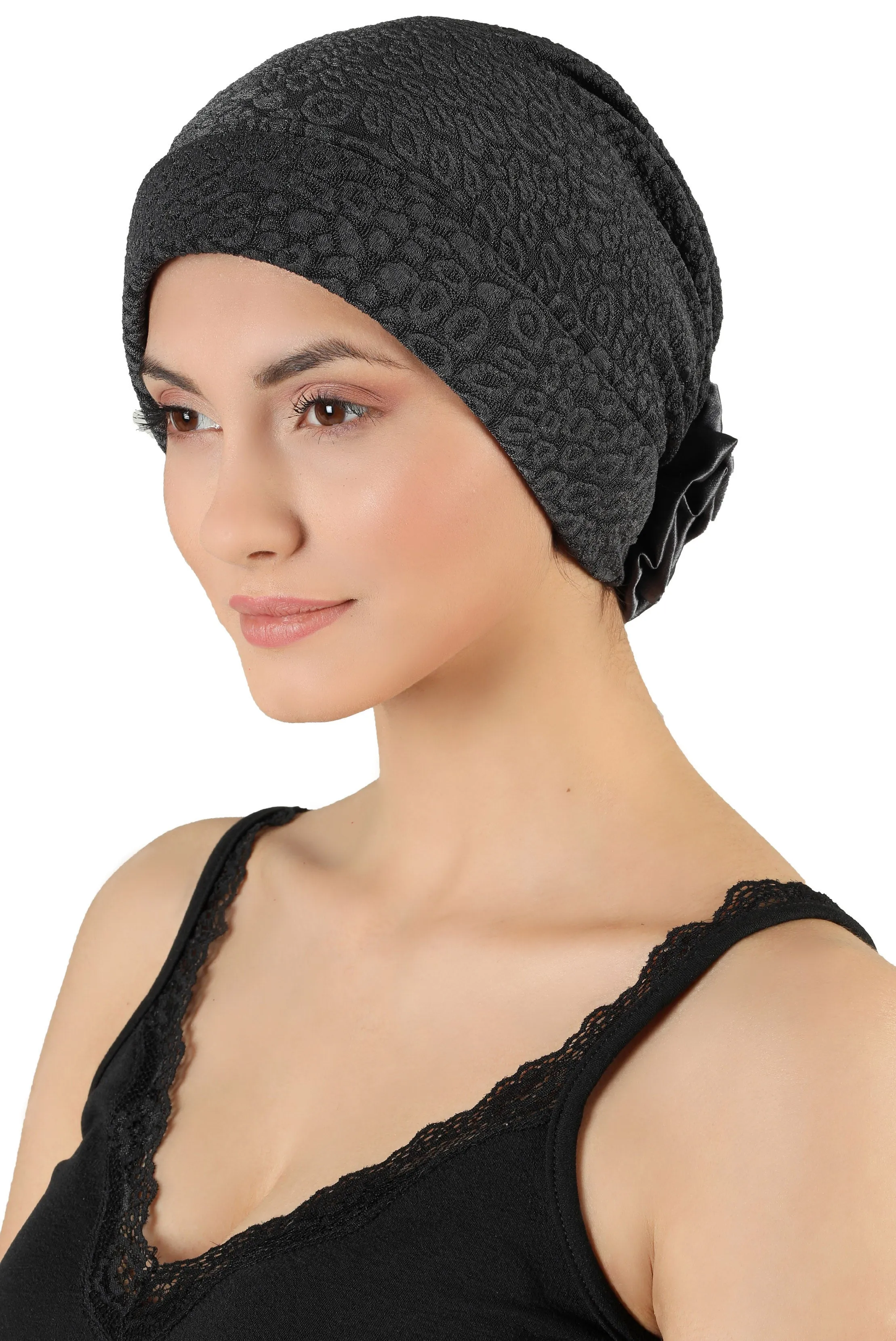 Brocade Headwear with Satin Rose
