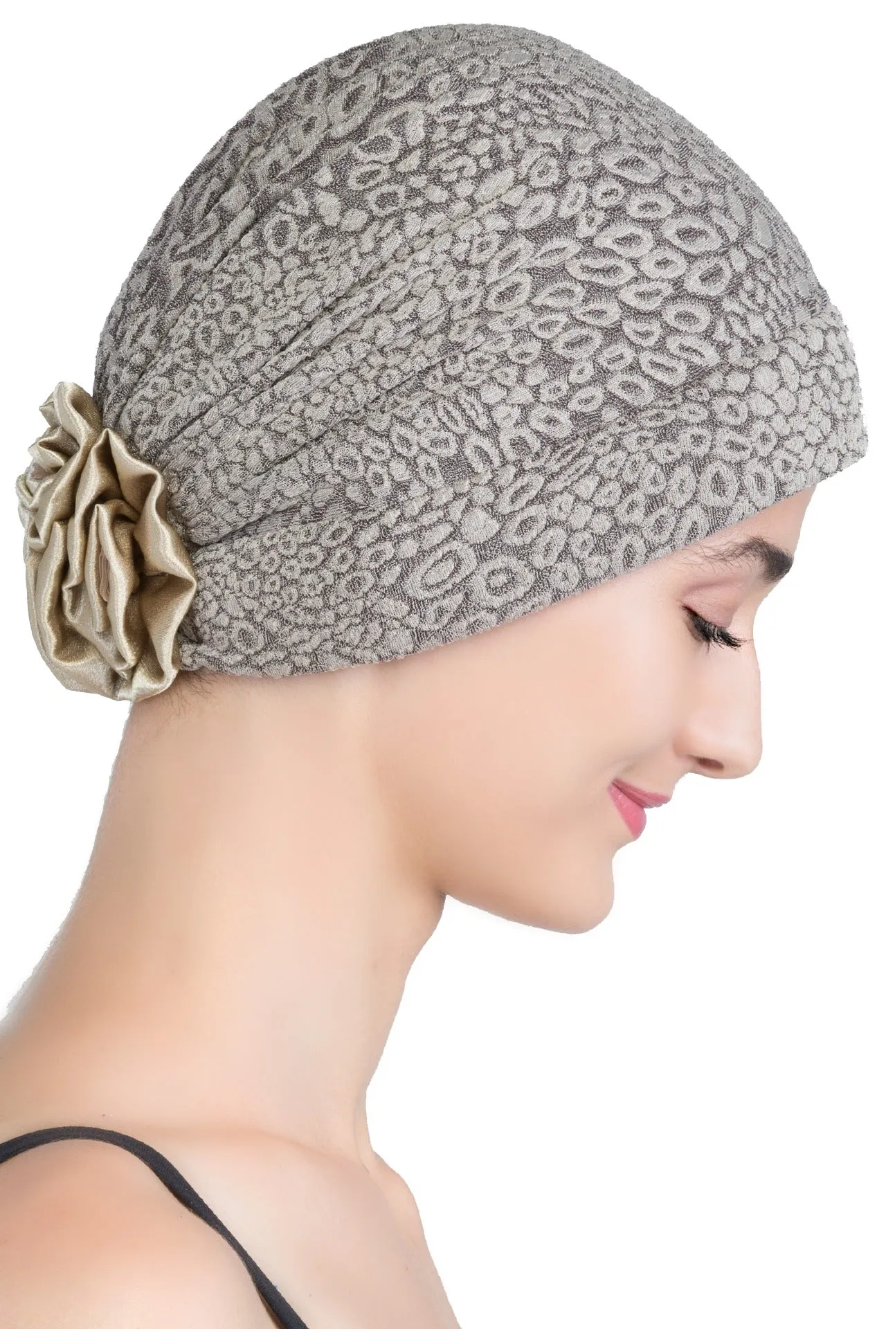 Brocade Headwear with Satin Rose