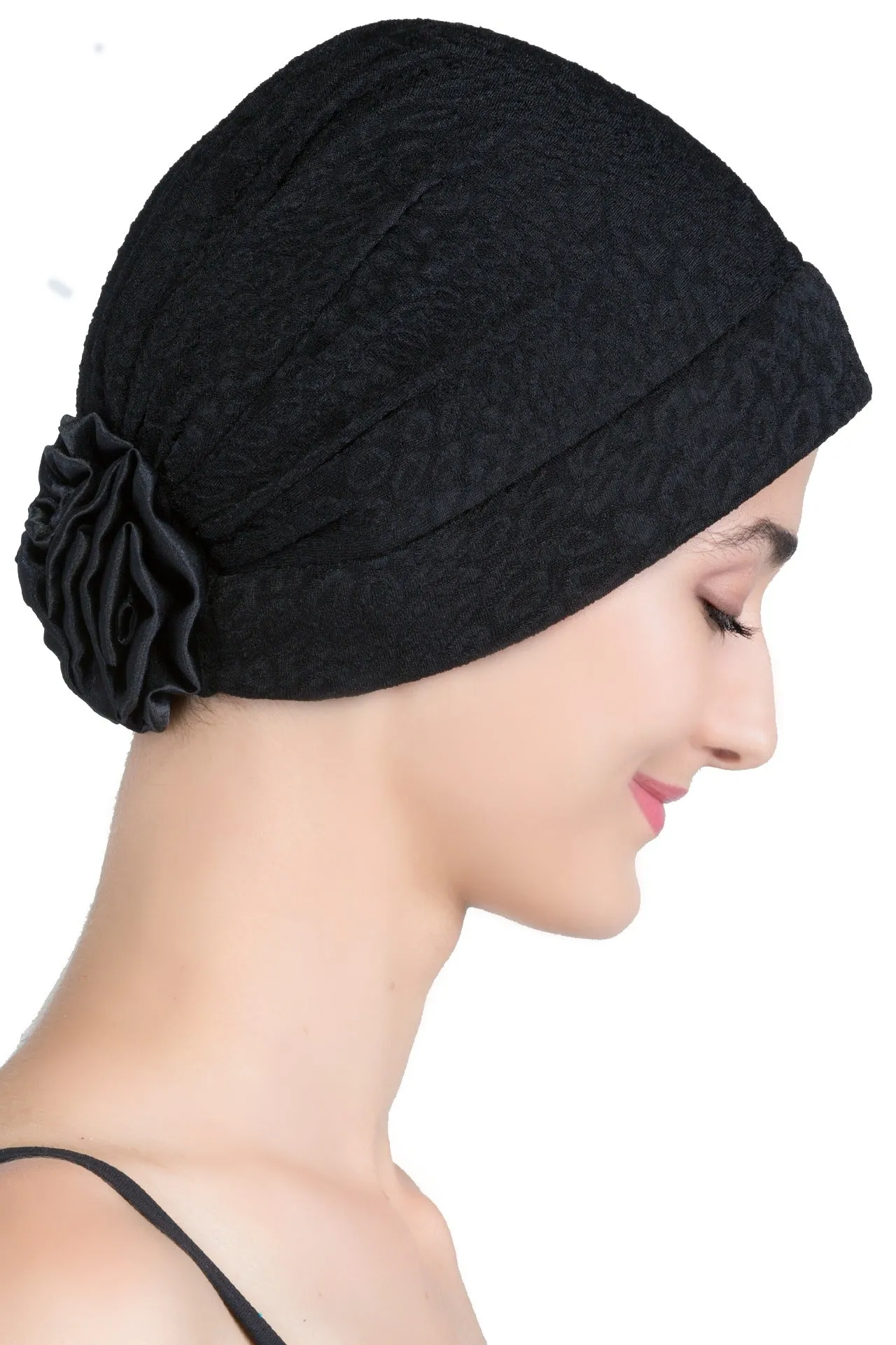 Brocade Headwear with Satin Rose