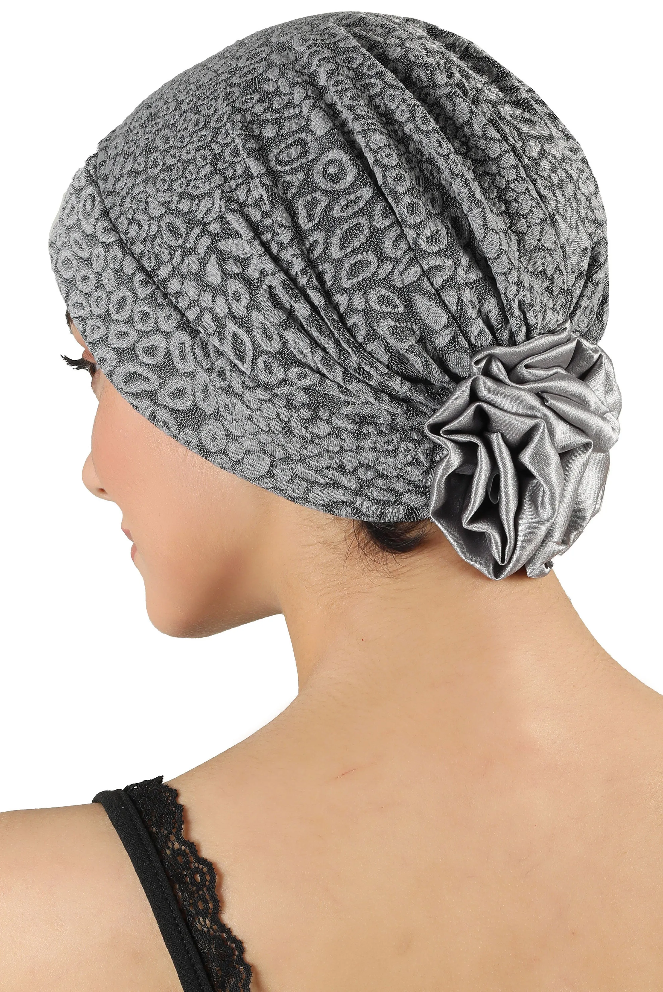 Brocade Headwear with Satin Rose