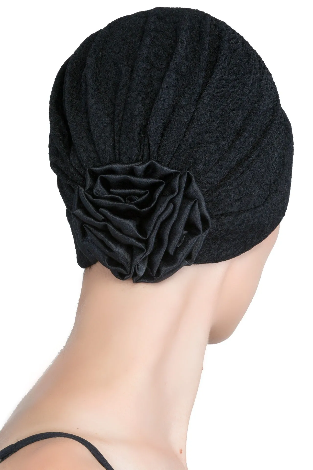 Brocade Headwear with Satin Rose