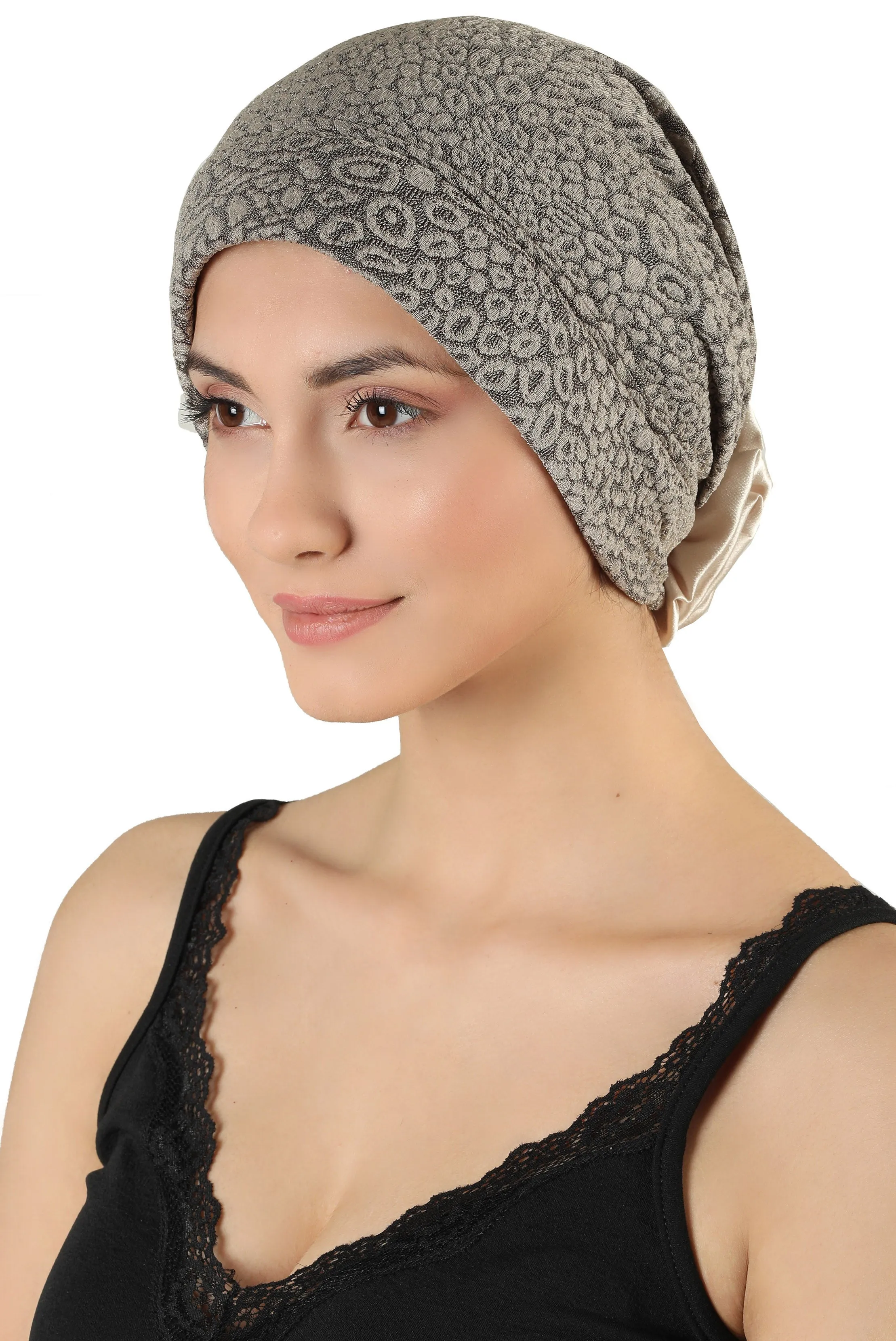 Brocade Headwear with Satin Rose