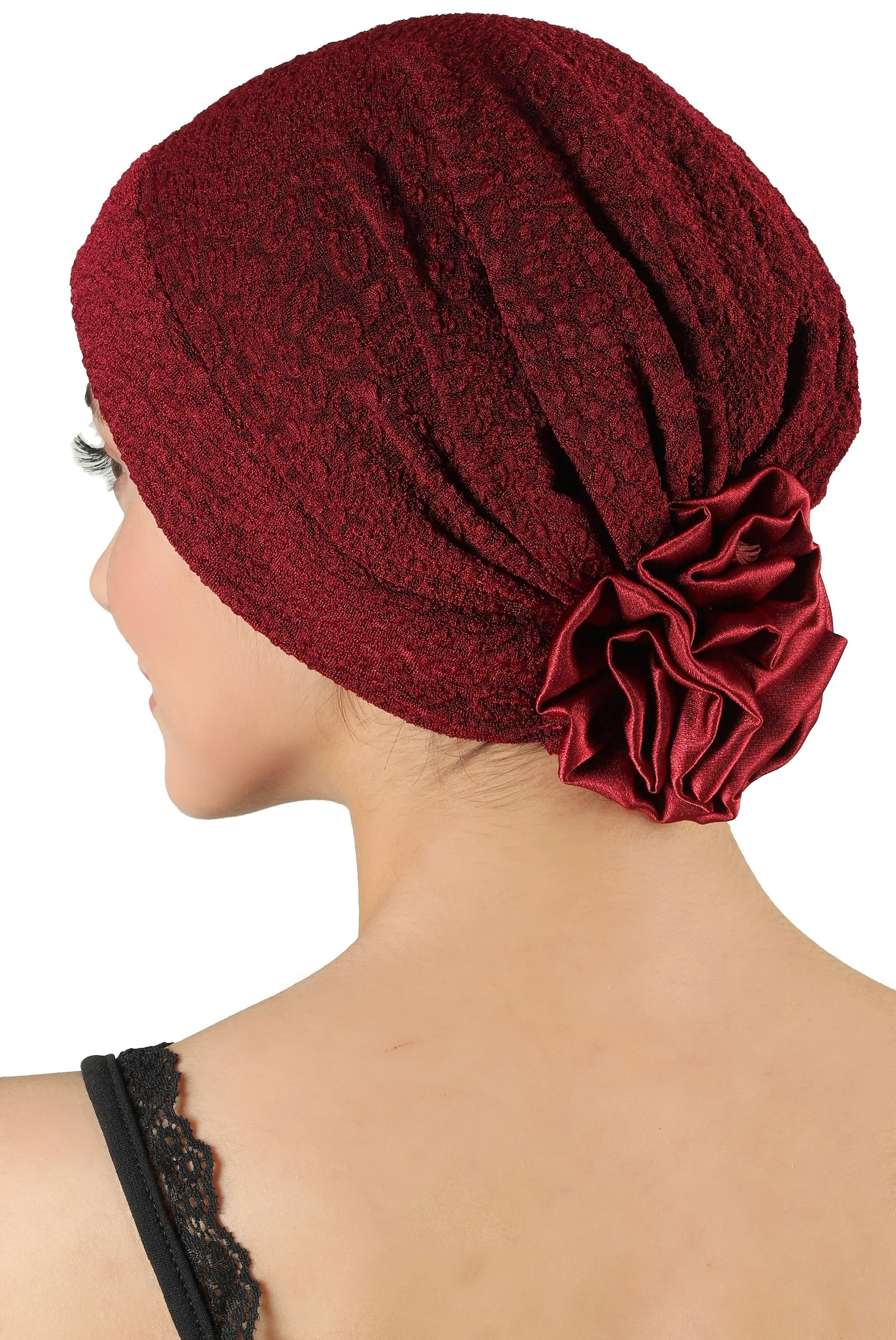 Brocade Headwear with Satin Rose