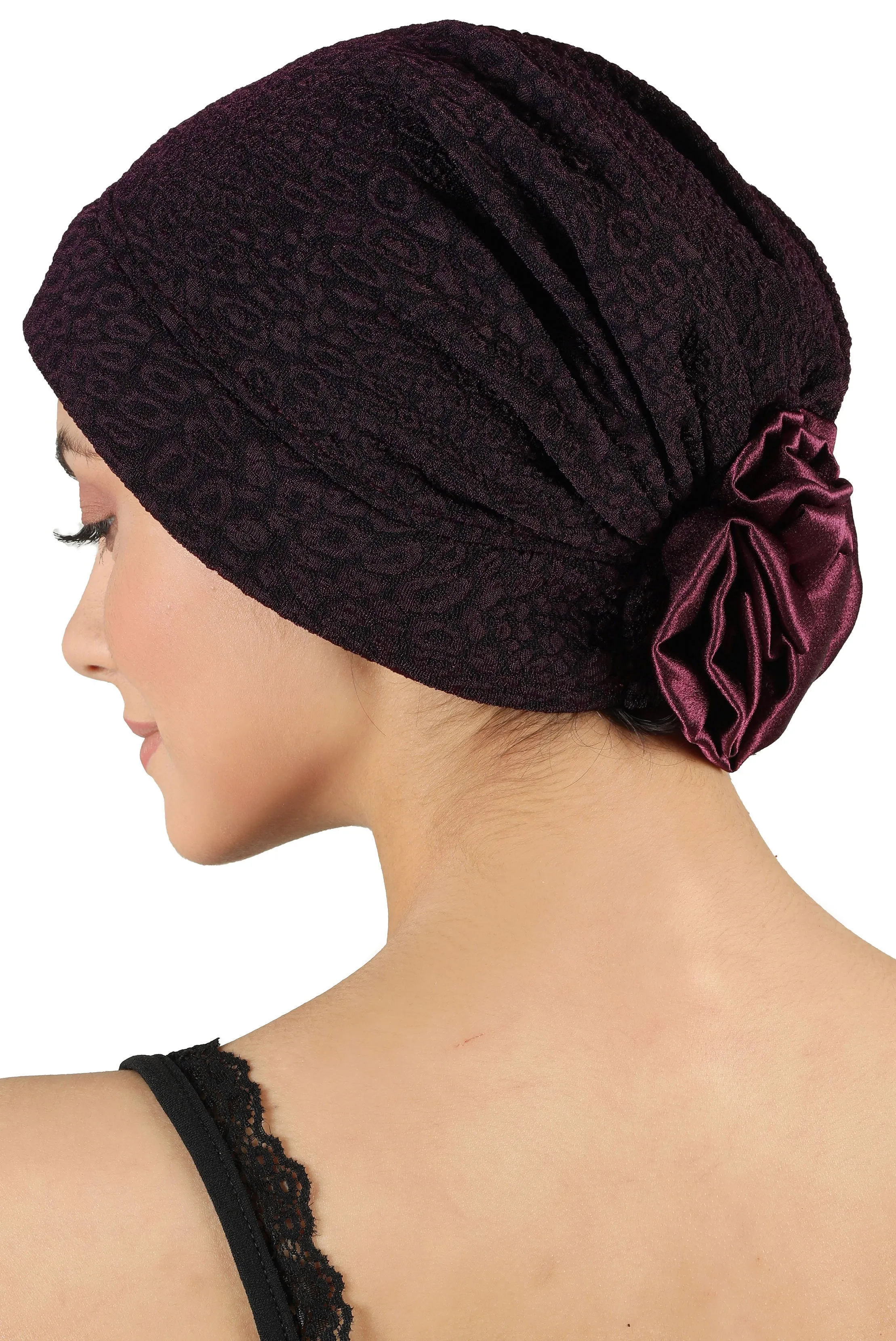 Brocade Headwear with Satin Rose