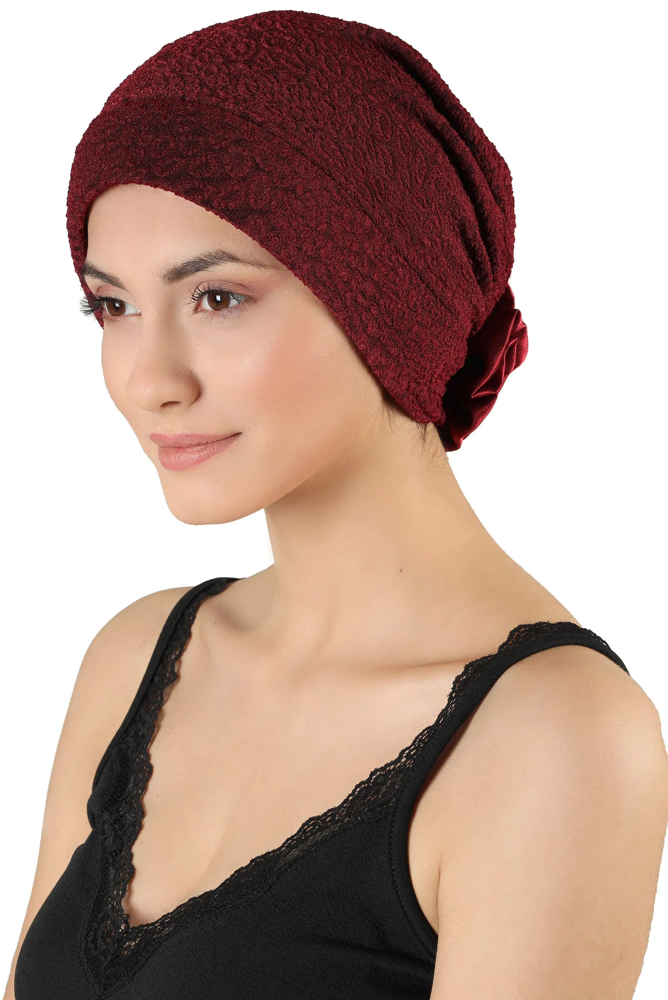 Brocade Headwear with Satin Rose