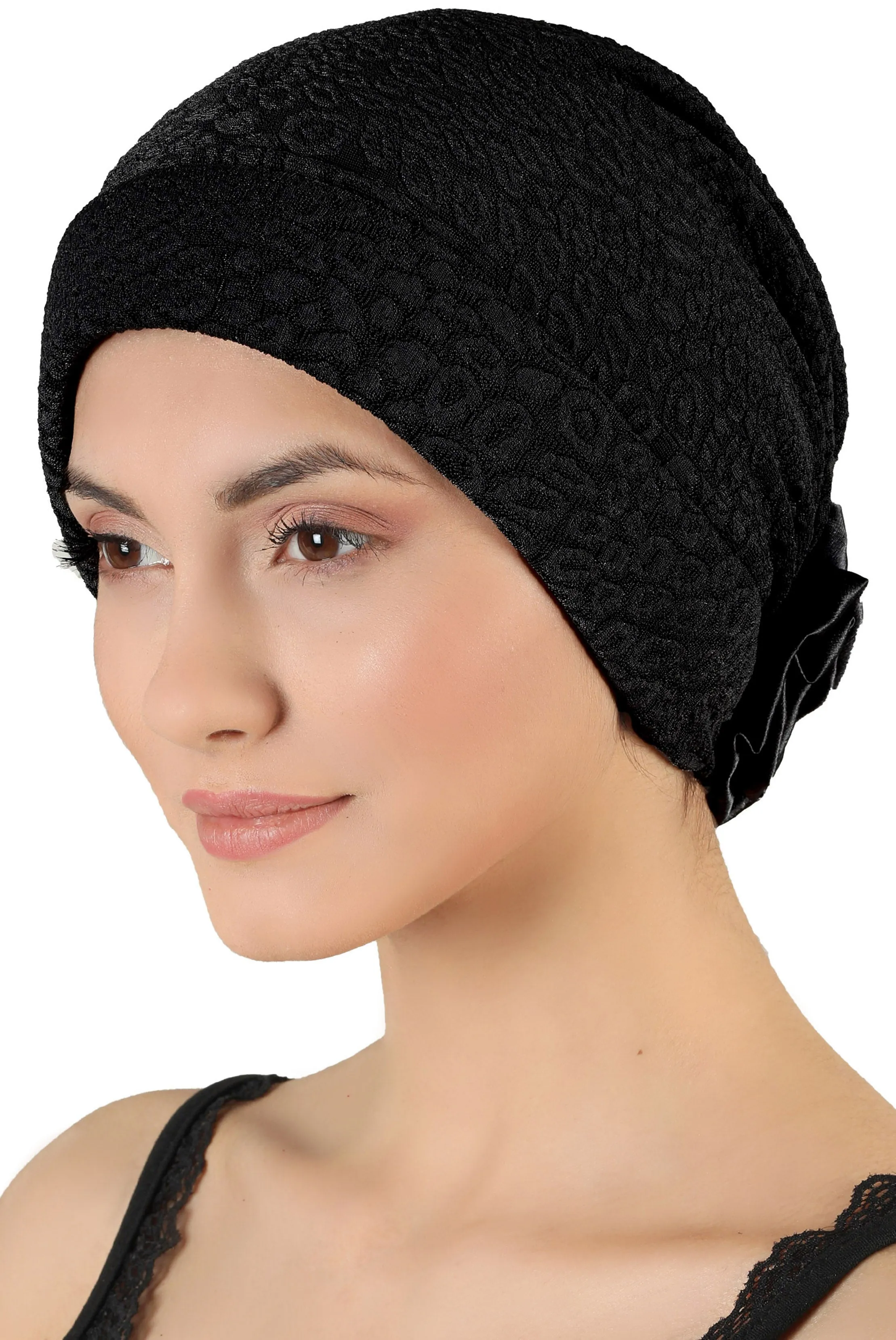 Brocade Headwear with Satin Rose