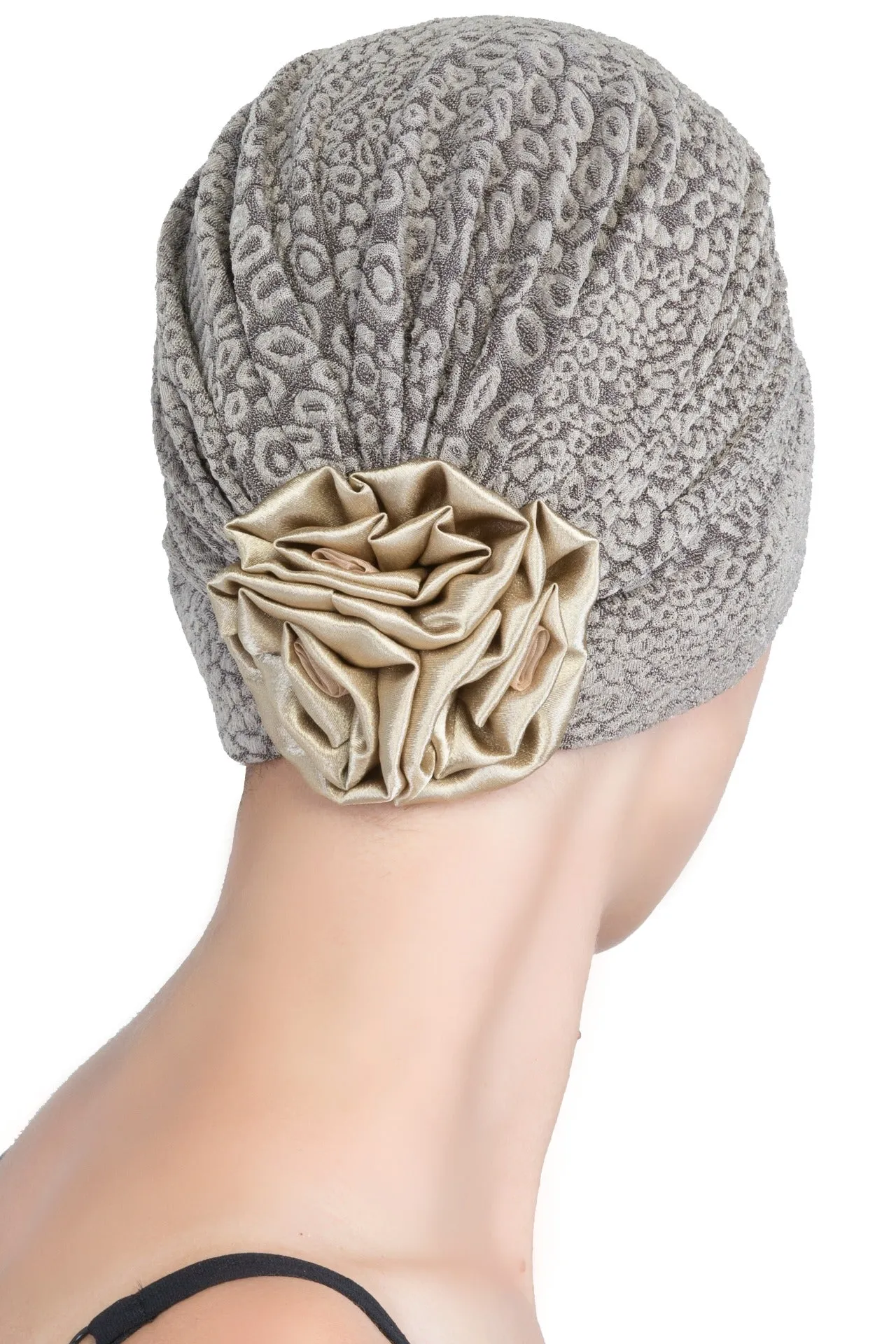 Brocade Headwear with Satin Rose