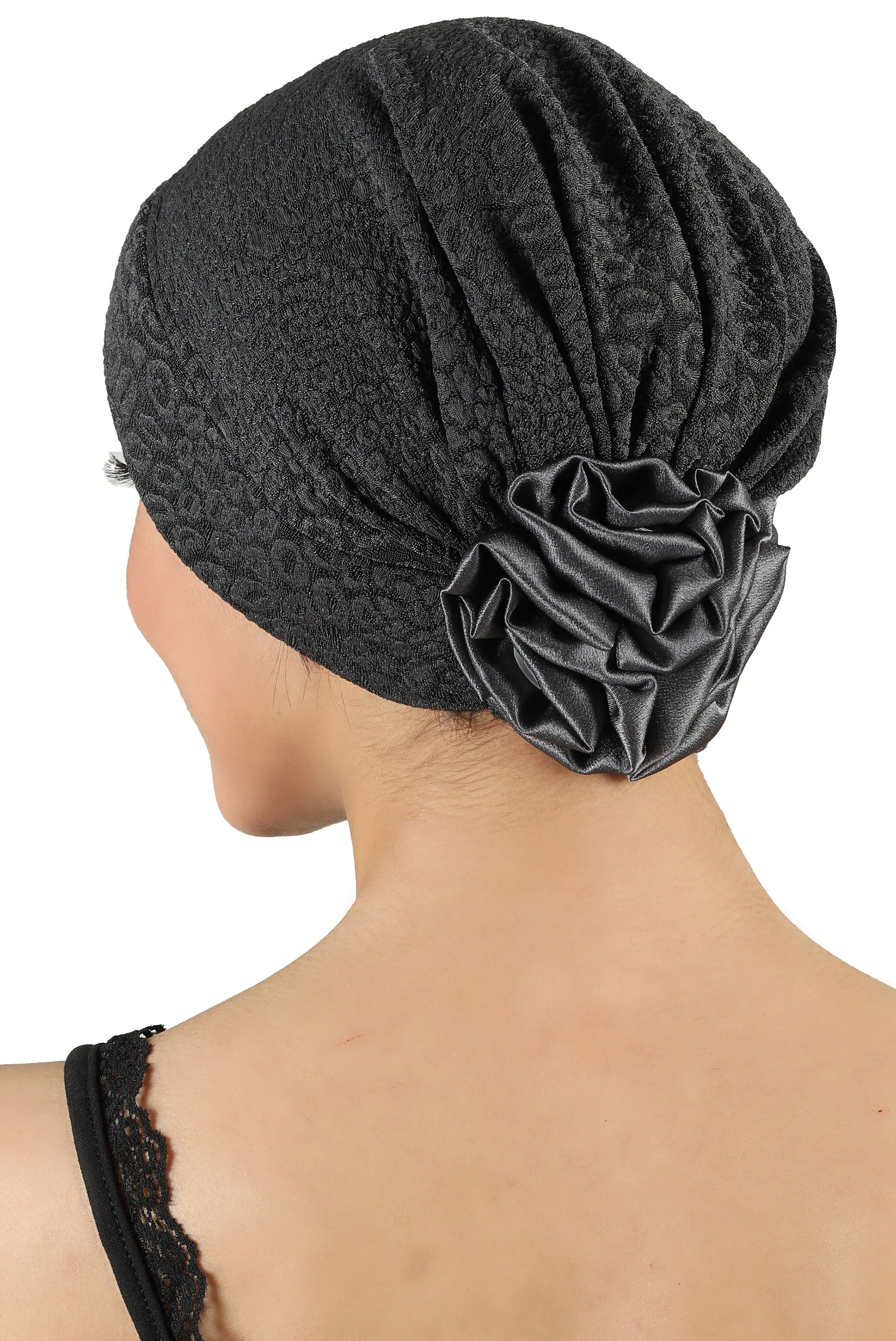 Brocade Headwear with Satin Rose
