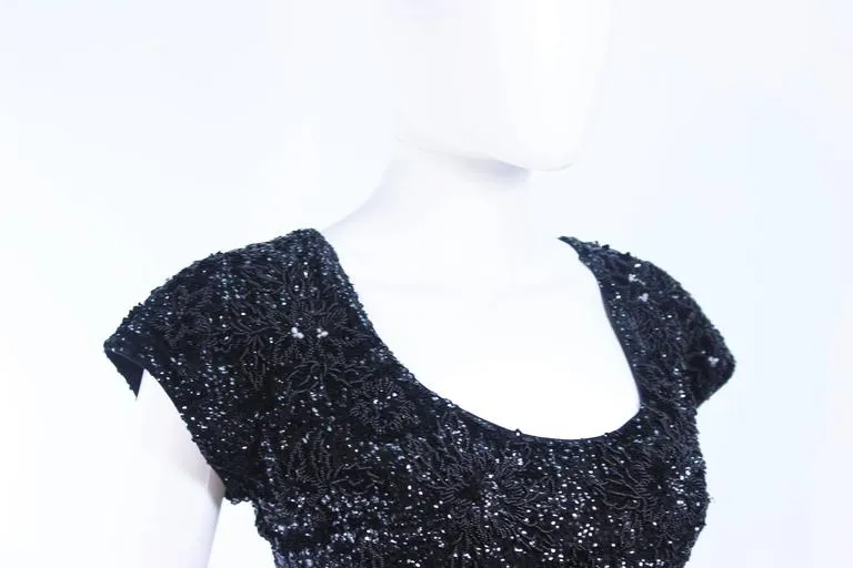 BRUCE ARNOLD 1960s Black Hand-Beaded Gown Size 6