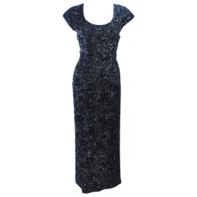 BRUCE ARNOLD 1960s Black Hand-Beaded Gown Size 6