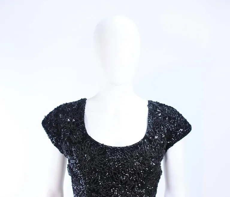 BRUCE ARNOLD 1960s Black Hand-Beaded Gown Size 6